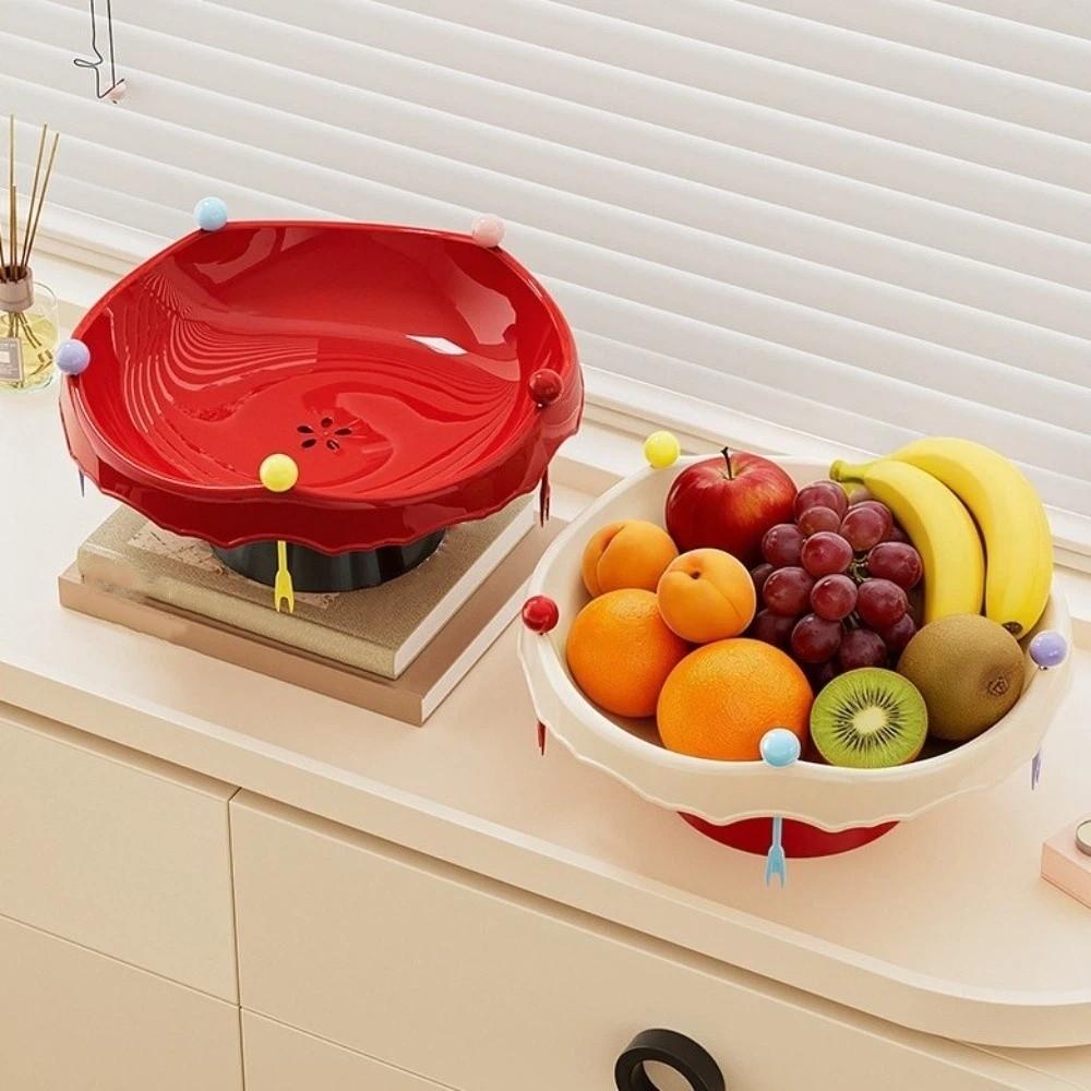 Draining Fruit Water-Filtering Bowl 360° Rotating Snack Storage Plate  Tea Table