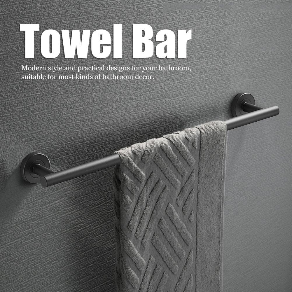 Stainless Steel Towel Bar Wall Mounted Single Towel Rack Hanger Bathroom Accessory