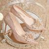 Champagne wedding shoes main wedding dress show two wear toast crystal shoes bride shoes gold engagement stiletto high heels women