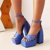 KNCOKAR 2025 new spring and autumn simple thick-soled high-heeled solid color fashion sandals 34-43 large size
