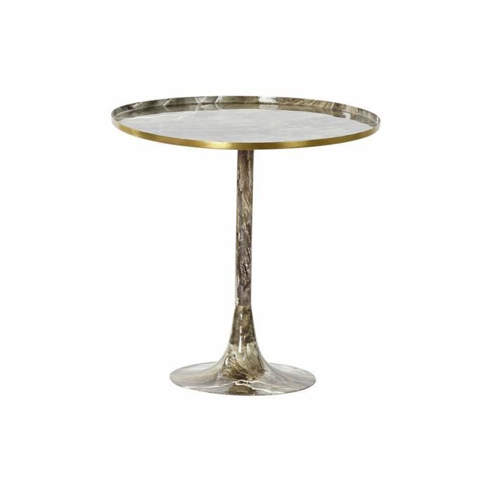 Table D'appoint En Aluminium Et Marbre Marron (51 X 51 X 51 Cm) - Blanc