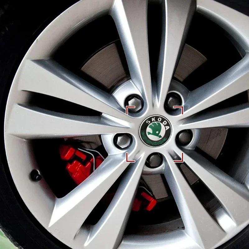 AAAAO1 4Pcs Car Styling Auto Wheel Hub Center Caps Rim Cover Badge Emblem For Skoda Octavia MK2 MK3 A7 Karoq Kodiaq Superb Rapid Fabia