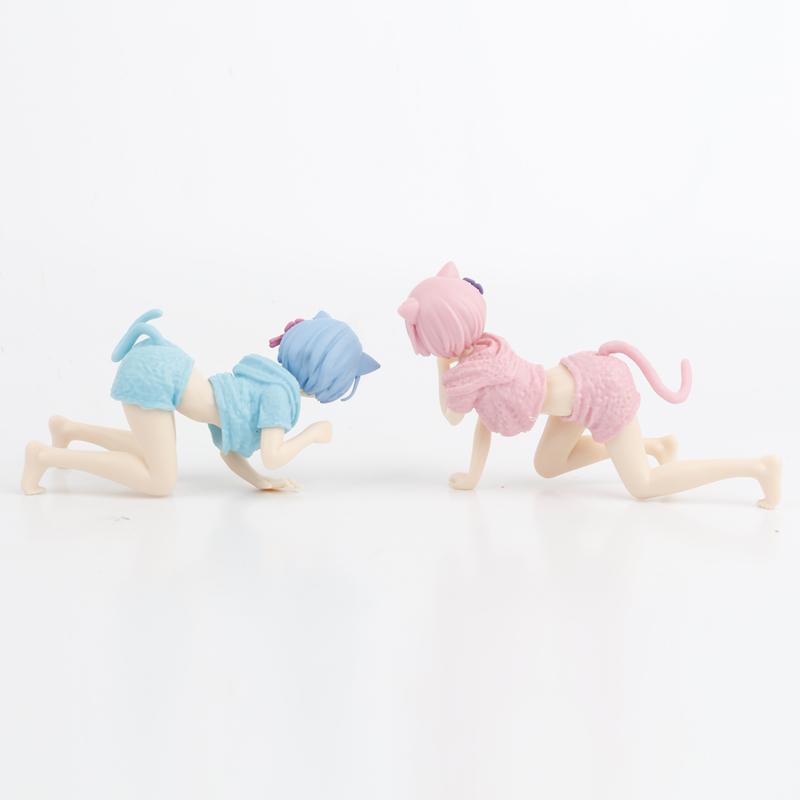 Anime Re:Life In a Different World from Zero Rem Ram Cat Version Girls PVC Action Figure Model Toys 10-12cm