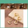 Faux Asymmetrical Modern Pearl Earrings For Women Gold Plated Geometric Design