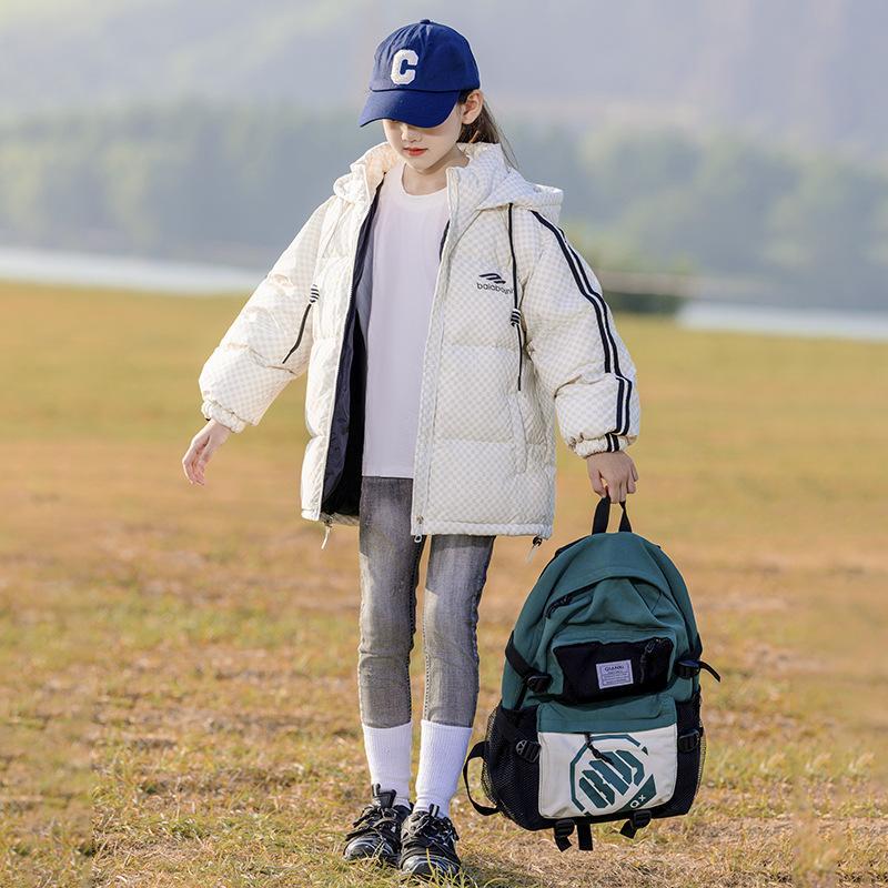 Girls Down Jacket Mid-length Korean Style Thick Loose Children's Clothing Middle and Large Children's Stylish Sportswear