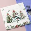 20pcs White Printed Christmas Napkins Disposable Festive White Napkins Christmas Tree Elk Printed Tissue Christmas Decorations
