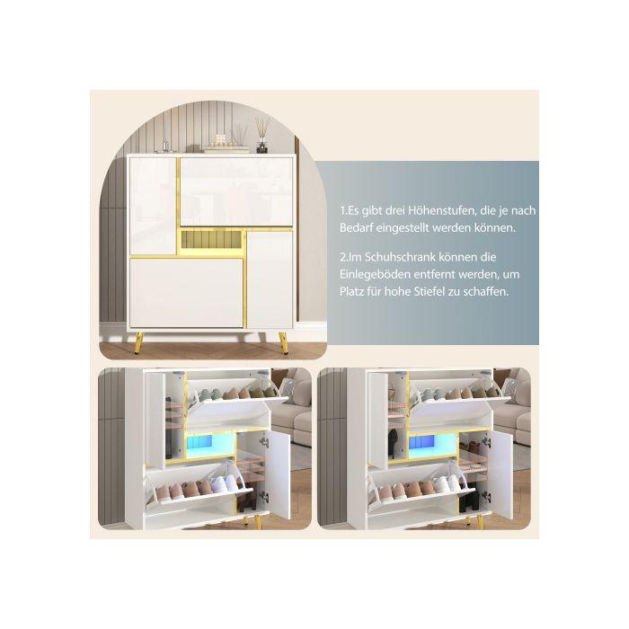 Shoe Cabinet - MUVOE - Modern - White - 16-color LED - 2 Doors