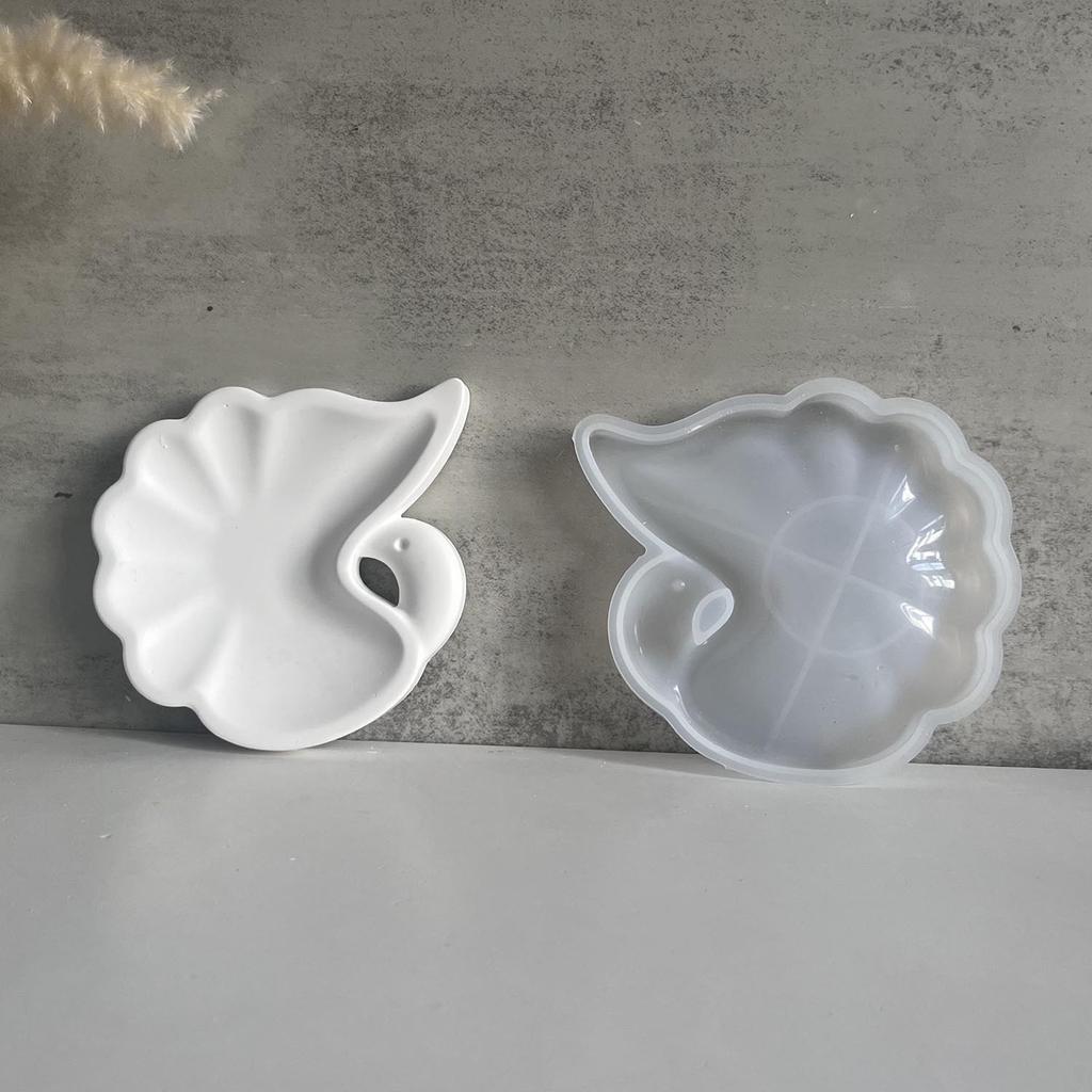 Swan Tray Coaster Casting Clay Silicone Molds DIY Cygnus Feather Jewelry Display Plate Gypsum Plaster Mould Organizer Resin Mold