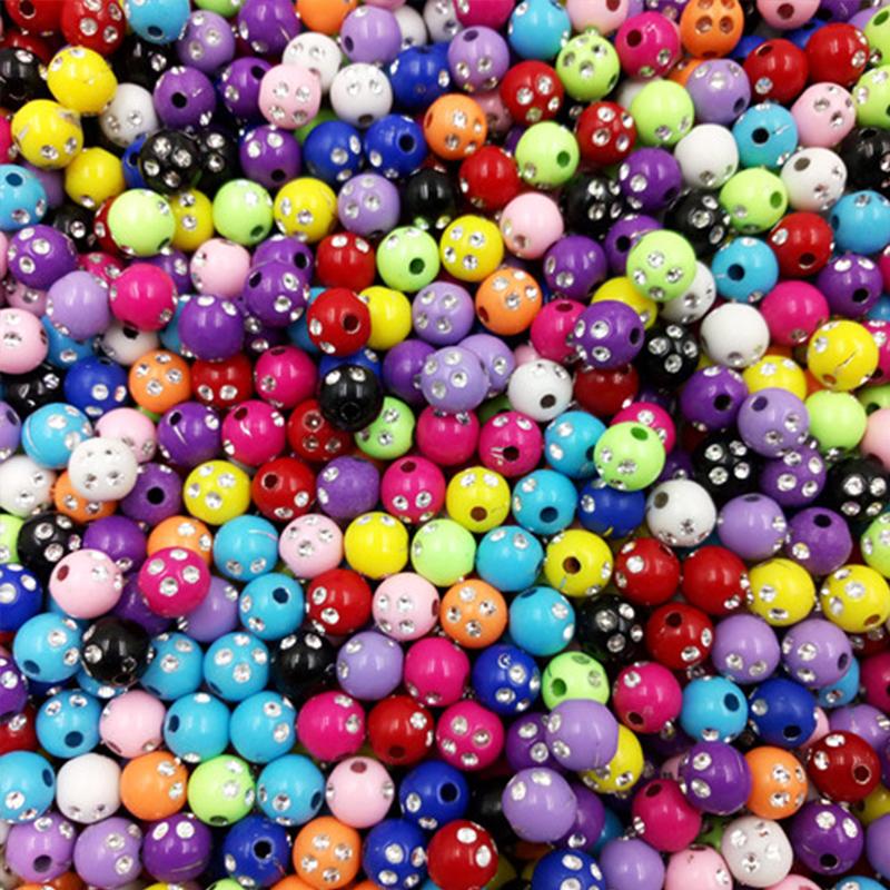 

Creative Bracelet DIY 200PCS 8mm Acrylic Necklace Spacer Bead Jewelry Making Shiny