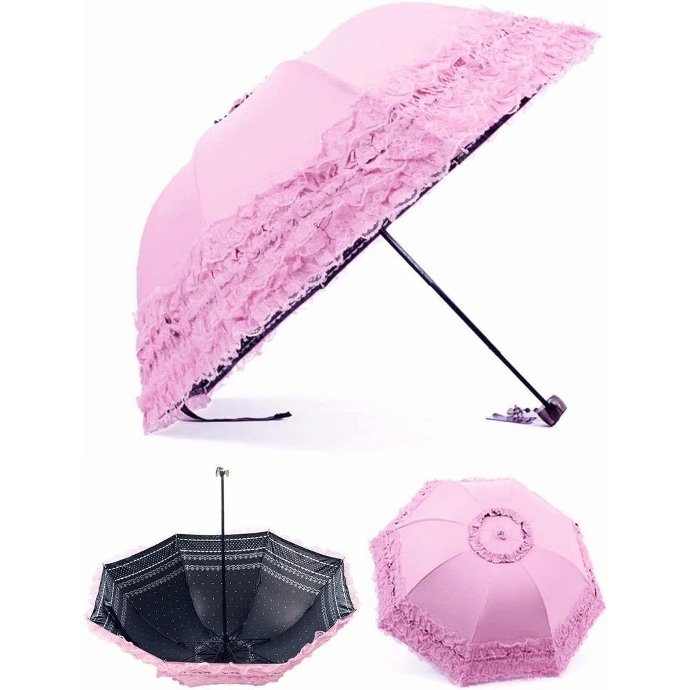 Vintage Lace Sunshade, Gothic Lolita Umbrella, UV Sunscreen, Witch Role-playing, Photography Props, Party Decoration, Folding Umbrella