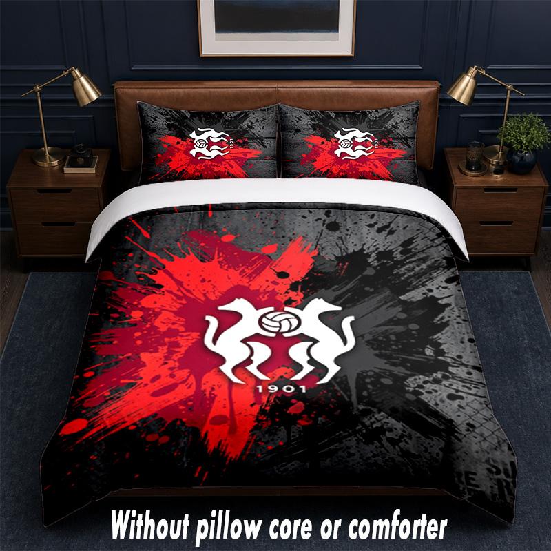 Stade Rennais FC Design Bed Bedding Set 1 Duvet Cover + 2 Pillowcases Soft Breathable Household Bed Linens