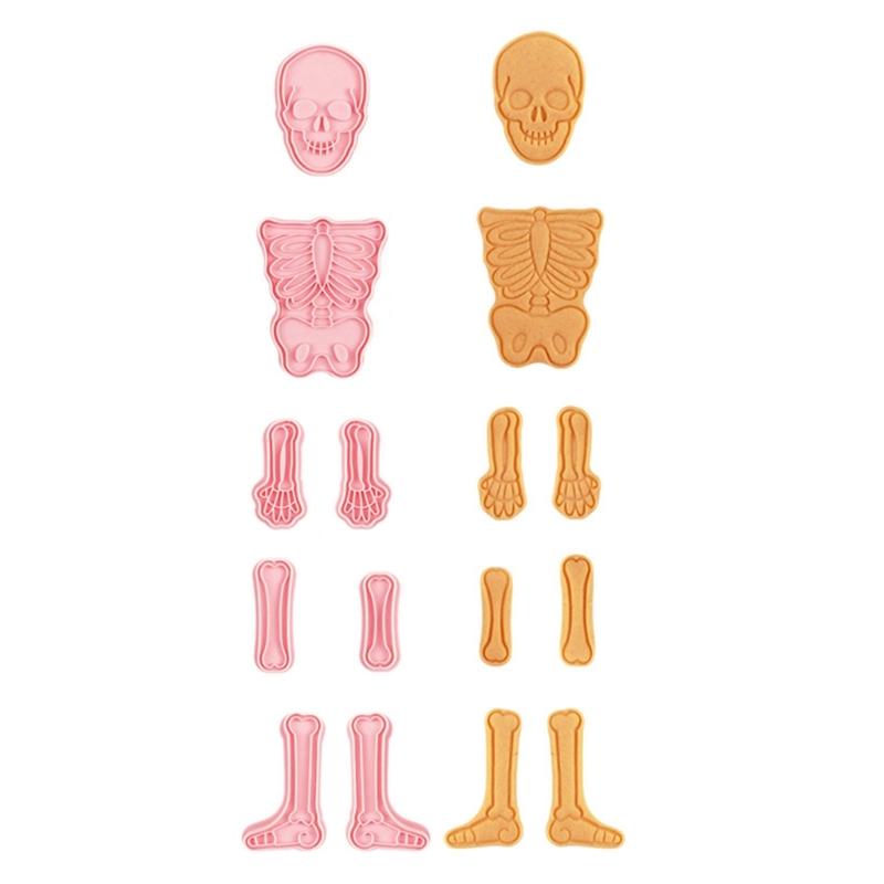 2er Set Keksstempel Halloween Skelett Keksausstecher Fondant Kekse Gebäck Ausstecher Backdekorationszubehör