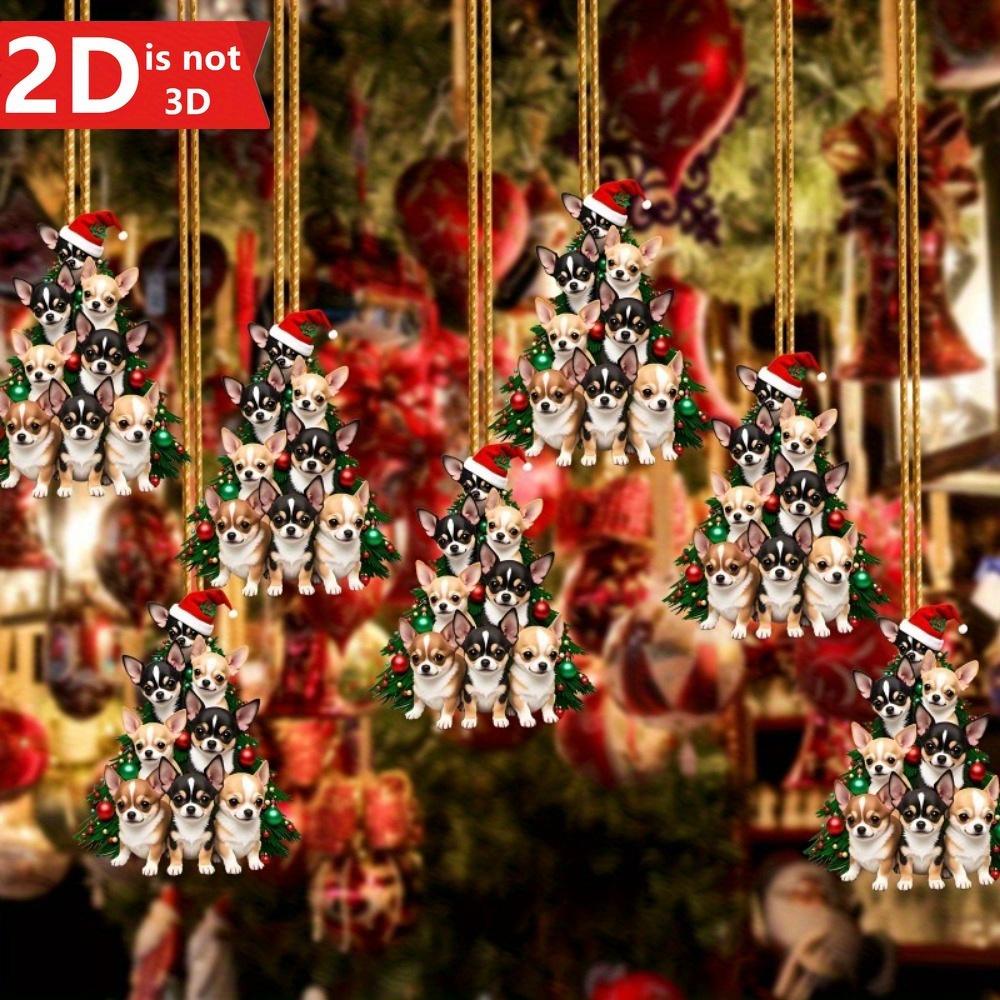 Chihuahua pendant for car mirrors, keychains, and Christmas trees. A versatile creative gift accessory.