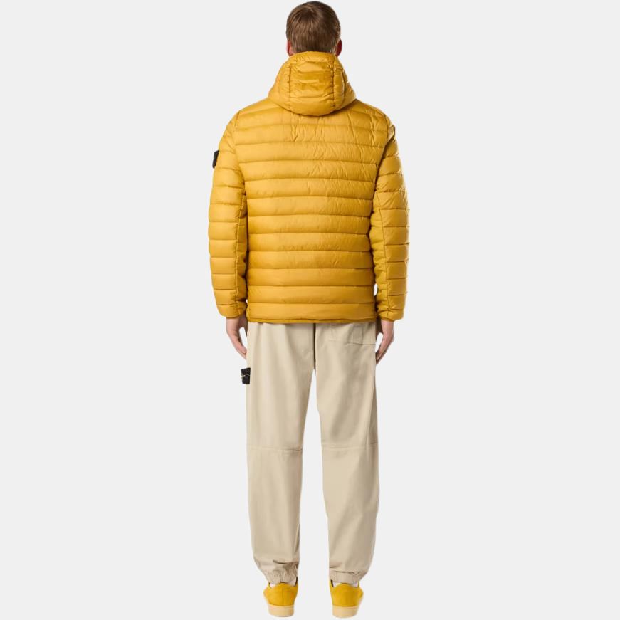 STONE ISLAND FW24 Nylon Daunen-TC Wasserabweisend Kapuzen-Reißverschluss Langarm Leichte gesteppte Jacke Unisex Jacken Senfgelb 811540324-V0034