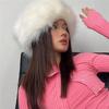 Ancient White Fluffy Fox Fur Headband with Snow Scene Design