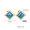 Versatile Geometric Stud Earrings: Stainless Steel, Black Agate, and Turquoise
