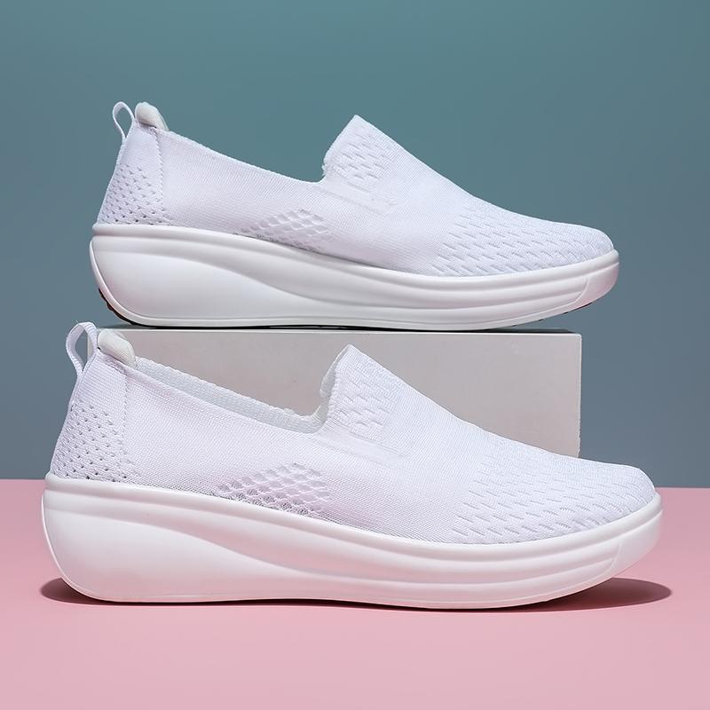 2025 Breathable Loafers Women Spring Summer Slip On Knitted Sports Shoes Woman Anti Slip Soft Sole Walking Shoes Lady