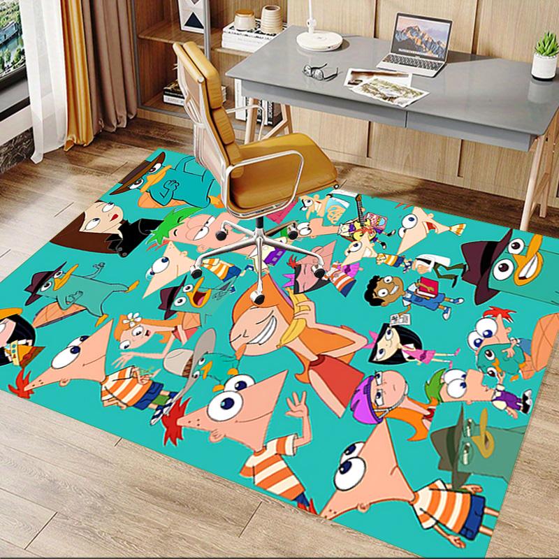 Phineas Ferb Characters Carpet For Playroom Bedroom Living Room Sofa Home Decorkids Game Area Rug Nonslip Floor Mat