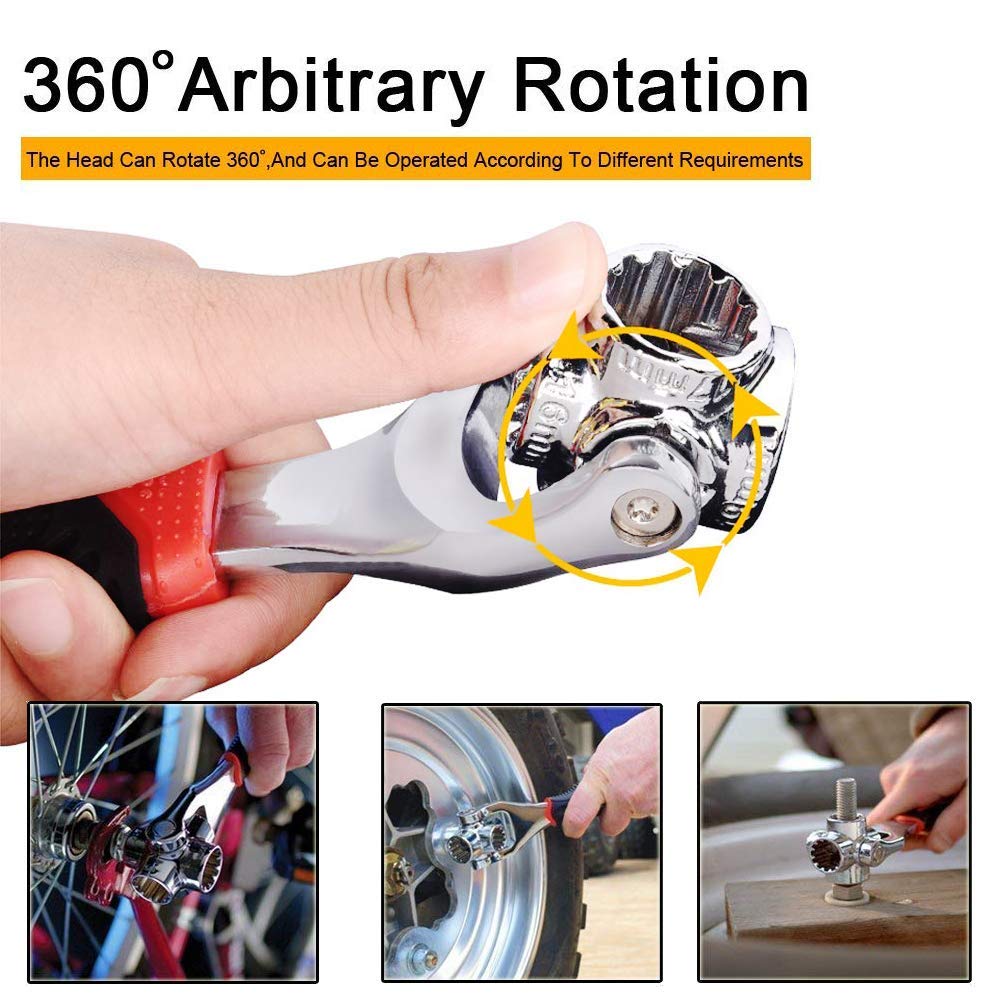 Ein Satz Multifunktionsschlüssel aus Edelstahl, 52-in-1-Steckschlüssel, funktioniert mit Spline-Schrauben, 360-Grad-Drehschlüssel