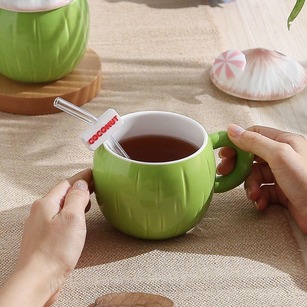 Large Capacity Creative Coffee Cups with Lid Cute Summer Drinkware  Birthday Gifts
