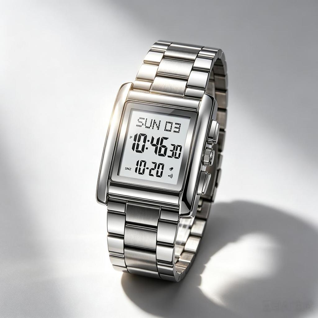 Men's Digital Watch SKMEI Square Dual Time Stainless Steel 2228
