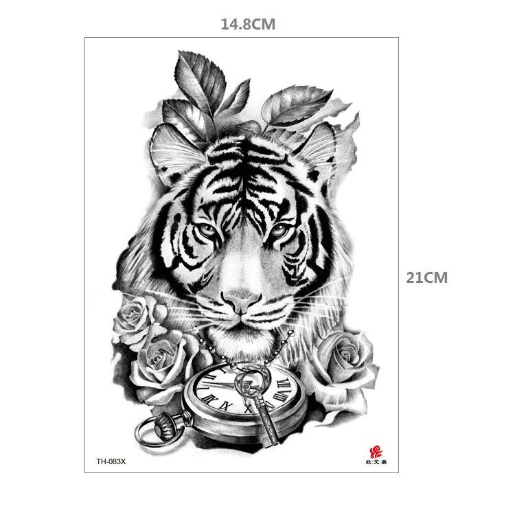 Tiger Tattoo Sticker Half Arm Lion Large Pattern Water Transfer Amazon Set