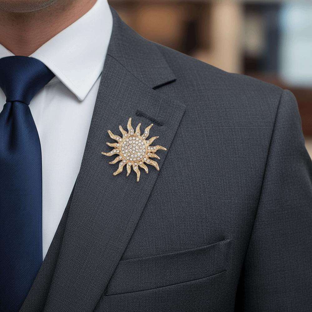 Sunflower Suit Lapel Pin Metal Men Brooch Vintage Fashion Suit Collar Pin  Collar Decoration