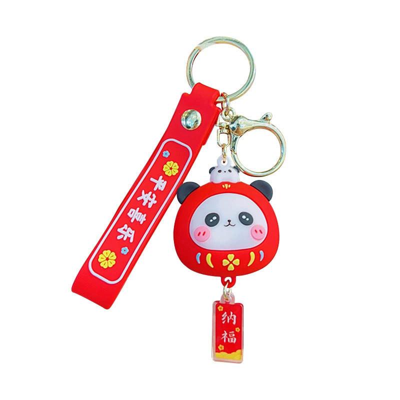 Daruma Panda Adorable Keychain Pendant Cartoon Silicone Car Key Accessory