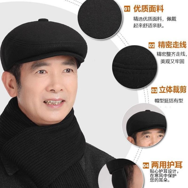 Hat Men's Winter Man Warm Ear Protector Thickened Forward Hat Grandpa Windproof Cap