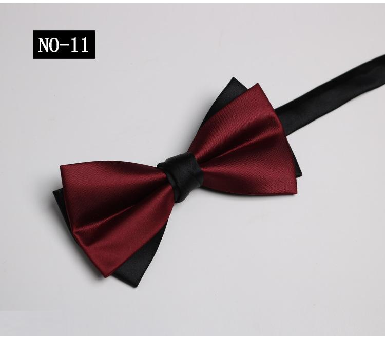 Solid Color Bow Tie Men, Two-Color Color Matching Polyester Black Burgundy Suit Banquet Best Man Bow