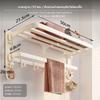 Cream Design Towel Rack, NoDrill Aluminum Wall Shelf, Foldable Bathroom Organizer, MultiFunctional