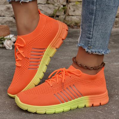 Fashion Mesh Breathable Casual Sneakers Women Mix Color Soft Sole Non-Slip Tennis Shoes Woman 2024 Spring Lightweight Knitted Flat Shoes