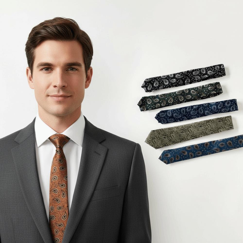 Casual Long Cashew Print Tie Soft Belt Narrow Tie Adjustable Hand Tied Men Necktie Unisex