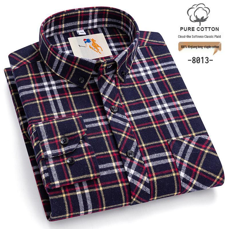 

Чоловіча сорочка оверсайз з фланелевої клітки - Чиста бавовна, з довгим рукавом, повсякденна мода для осені та зими 47