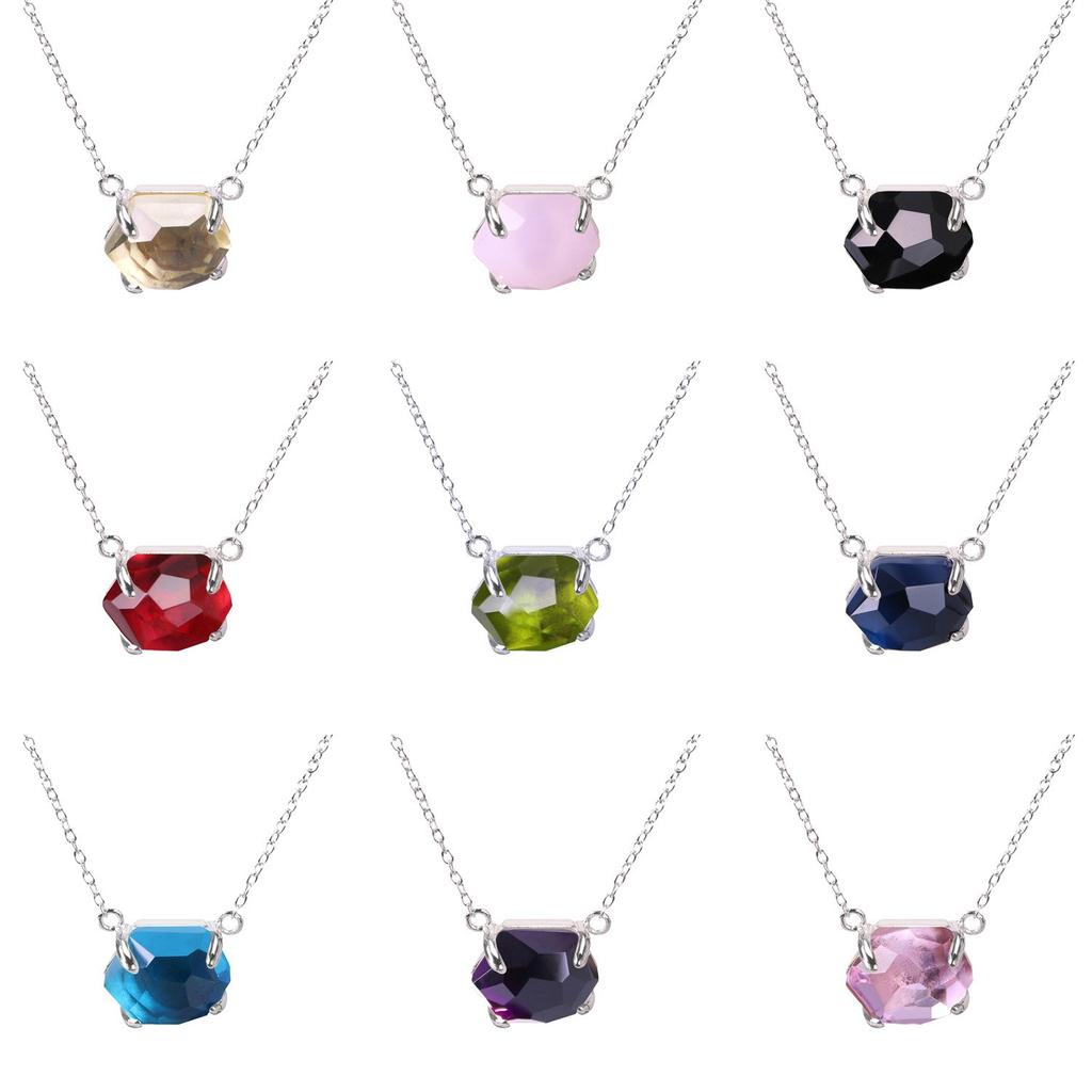 KELITCH Top Crystal Pendant Necklace Handmade Chain Women's Jewelry Gift (Black Silver)