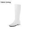 Fashion Winter PU Leather Women Knee High Boots Motorcycle Square Toe Zip Footwear Low Heels Female Riding Ladies Long Boats 2025 New