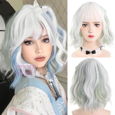 Lolita Cute JK Spot Dyed Short Curly Hair for Girls Synthetic Fiber Wig Wearing Simple and Natural for Daily Party Use