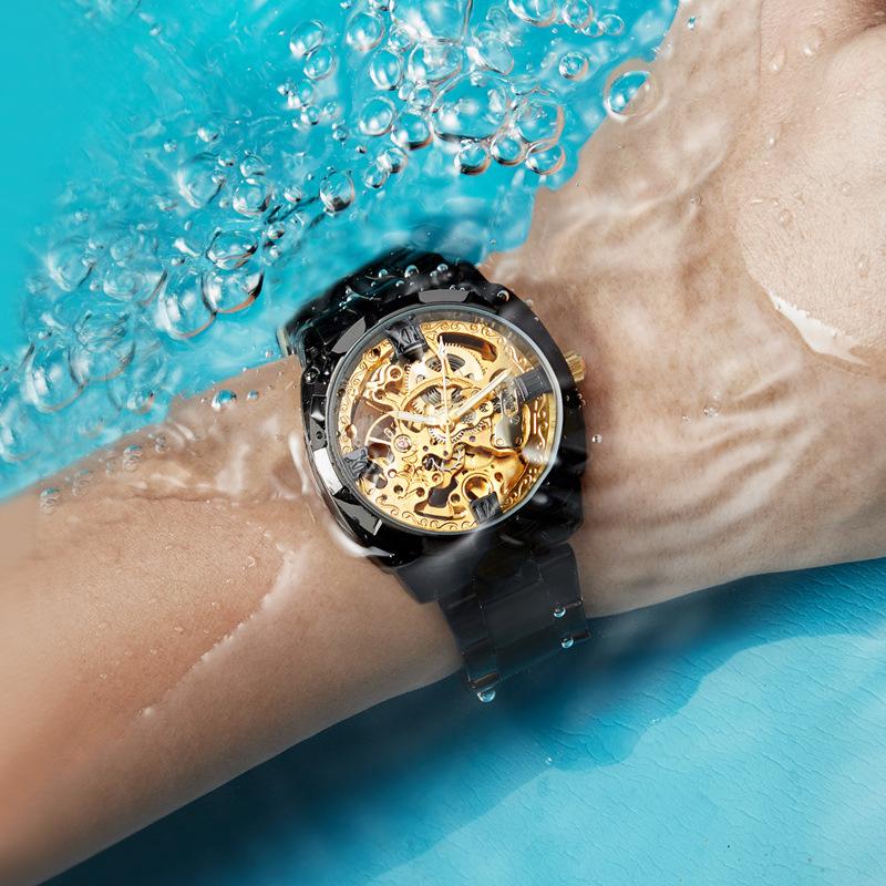 Mechanical Men's Watch Stainless Steel Automatic Skeleton Watch Waterproof Watches for Men Gifts