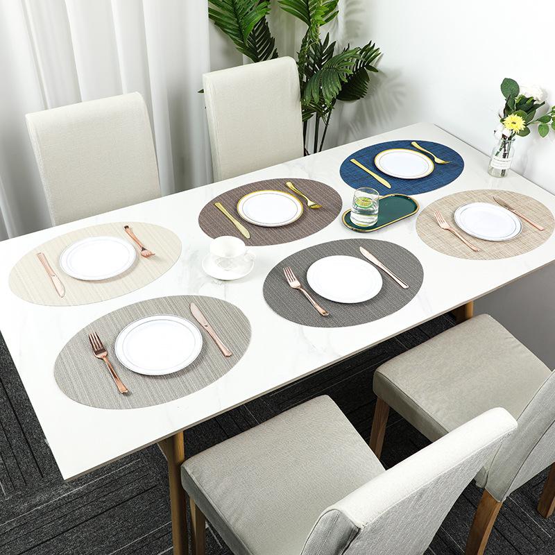Europese stijl placemat pvc privéruimte hotel restaurant verticaal patroon antislip warmte-isolatie westerse eettafelmat ovaal teslin salontafelmat