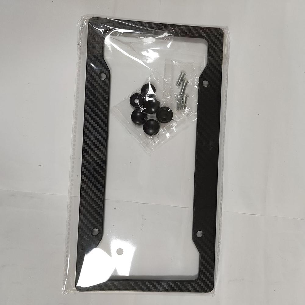 1/2PCS Black Carbon Fiber Pattern ABS License Plate Frame Fiber Black Auto Tag Holder TAG Cover for Front Rear Car Accessories License Plate Covers