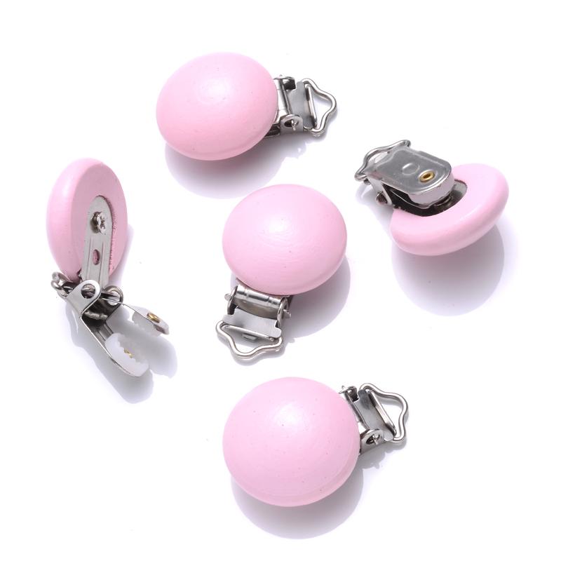 10Pcs Baby Pacifier clips 30mm Round Wooden Dummy Nipple Holder Clip for DIY Nursing Pacifier Chain Teething Toy Accessories