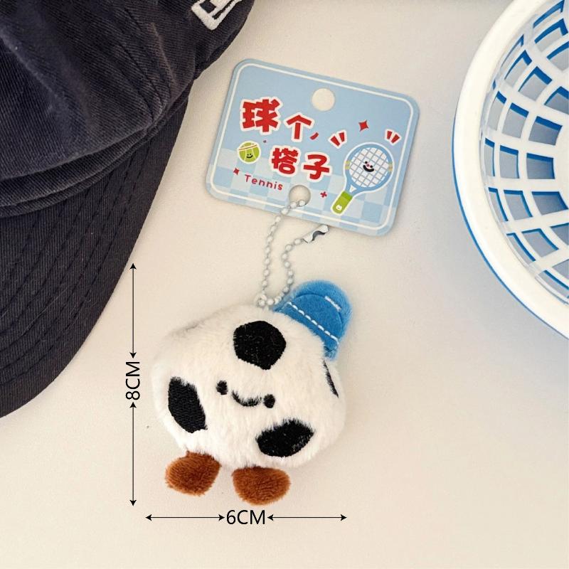 

Cute Cartoon Plush Ball Decoration Doll Pendant Keychain Kawaii Football Table Tennis Racket Stuffed Doll Toys Pendant Gifts