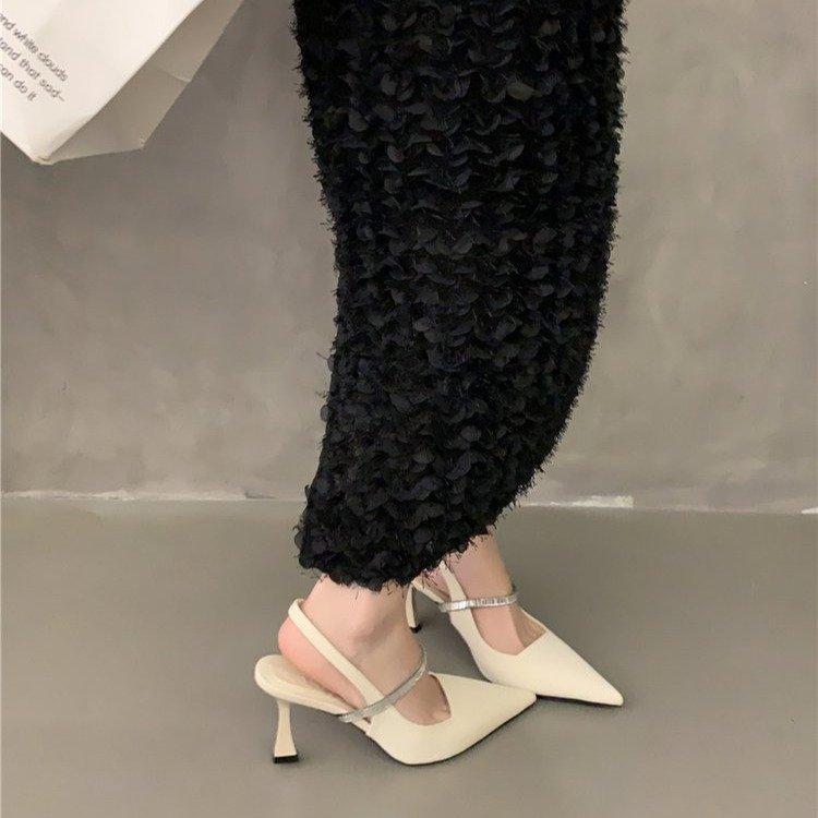 New European and American Summer Pointed Fairy Fashion Transparent String Rhinestone Satin Wine Glass and Bag Head Trend Versatile Sandals