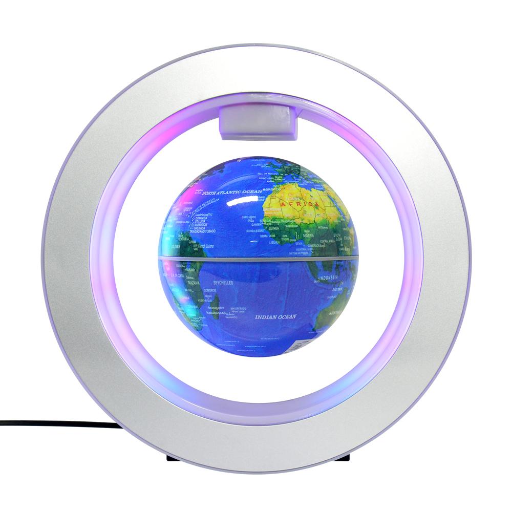 Hot Sale  Magnetic Floating World Map Globe Levitating Magnetic Globe Rotating Levtation Globes (Dark blue,22*22CM) темно-синий