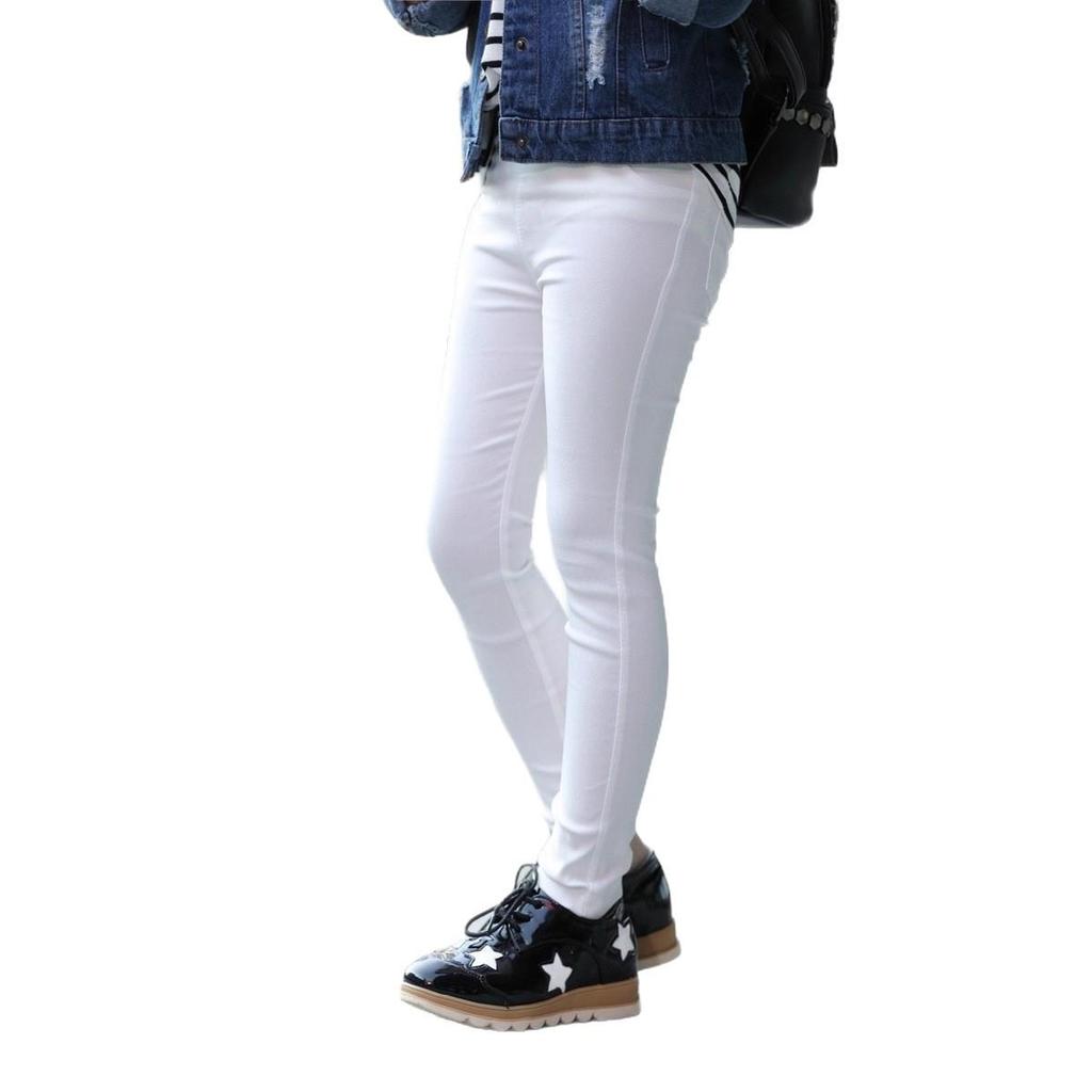 Girls' Slim Fit Elastic Faux Denim Pencil Pants - Children's Versatile Base Layer for Outdoor Wear