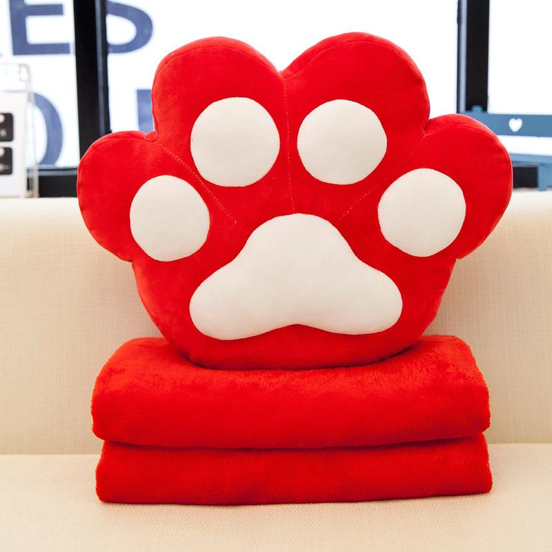 Cute Cat Paw Air Conditioner Blanket Soft Children Xia Liang Quilt Dual-purpose Down Cotton Throw Pillow Quilt