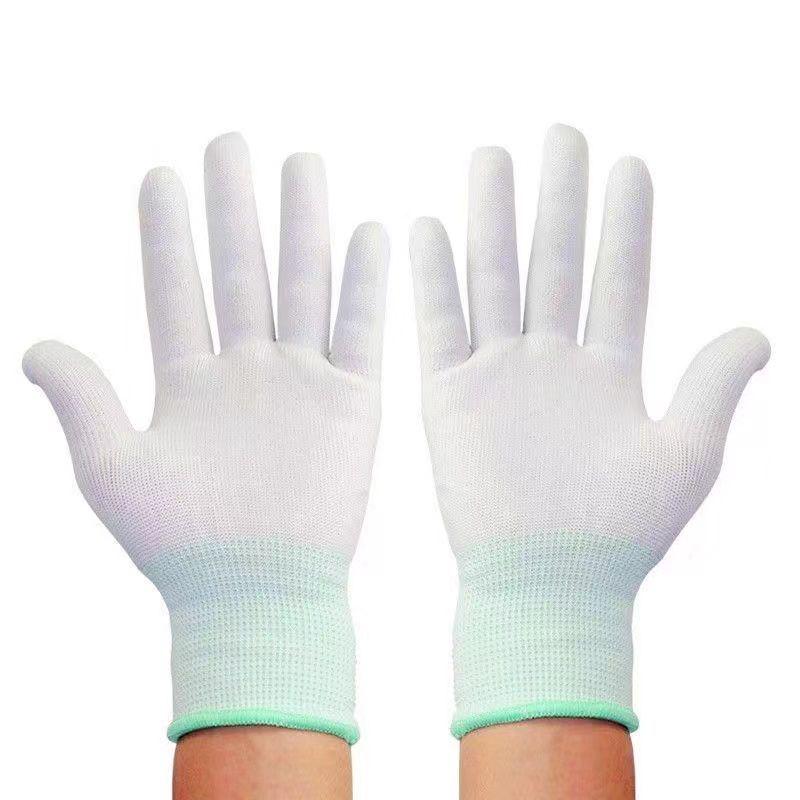 Anti-Static Nylon Work Gloves - Pure White, Labor Protection, Free Shipping