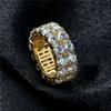 Hip-Hop Jewelry Double Row Zircon Ring Trendy Brand Personality Full Diamond 18K Gold Men's Ring