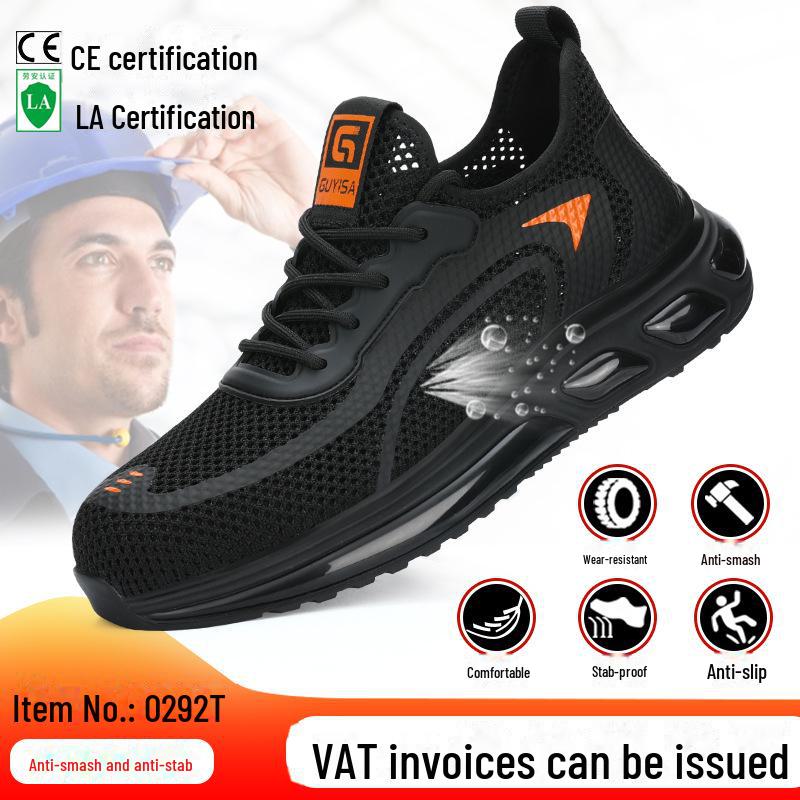 Men's Lightweight Steel Toe Safety Shoes - Anti-Smash & Anti-Puncture Flying Woven Design