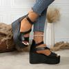 Large size platform sandals women's summer new rubber open-toed muffin bottom platform casual sandals